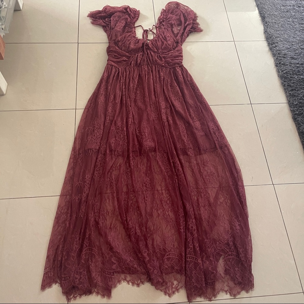 FREE PEOPLE DEAR JANE LACE MIDI DRESS - Picture 6 of 11